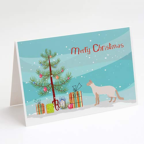 Caroline's Treasures CK4591GCA7P Colorpoint Longhair #2 Cat Merry Christmas Greeting Cards and Envelopes Pack of 8 Blank Cards with Envelopes Whimsical A7 Size 5x7 Blank Note Cards