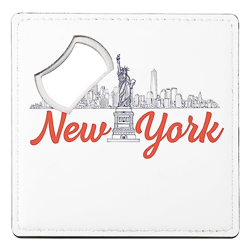 sous Verre Décapsuleur - New York Minimalist Amérique Voyage Etats Unis - 1 unité (92 x 92 mm)