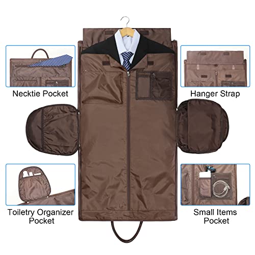 Miniatura 4 de Modoker - Bolsa De Ropa De Cuero Convertible, Bolsas De Viaje Para Ropa, Resistente Al Agua, Regalos Para Hombres, Mujeres, Negocios, 2 En 1, Para Colgar Maletas, Bolsas De Viaje, Color Marrón