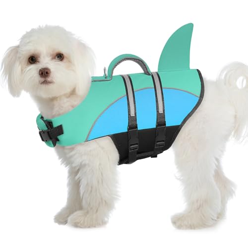 Queenmore XS Shark Dog Life Jacket Small Dog Life Vest for Swimming Boating