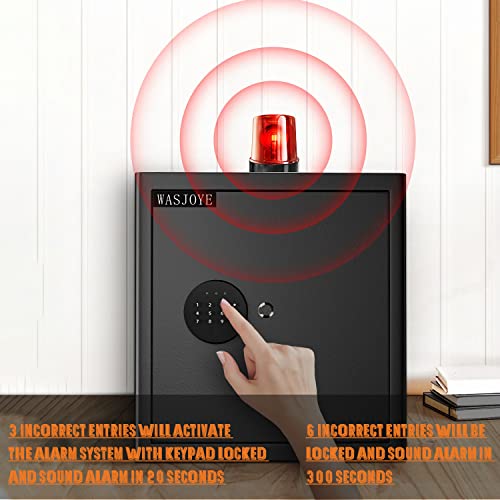 "Protect Your Valuables: Get the WASJOYE Fireproof Safe for Your Home, Office & Business - Secure Storage for Money, Jewelry, Documents & Passport - Digital Keypad with Safety Key Lock - Compact Size (13.78 x 9.84 x 9.84 inches)"