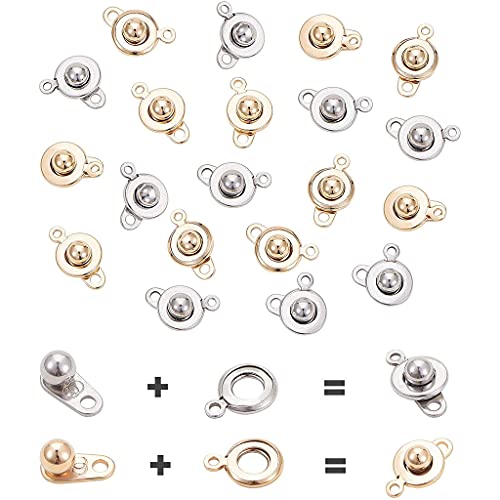 W-LOVE 20pcs Snap Clasps 304 Stainless Steel Snap Button, Clasps Ball & Socket Snap Clasps Fastener Clasp for Necklace Bracelet DIY Craft, Newest