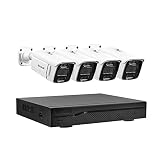 JideTech 4K 8MP POE Security Camera System, POE Powered Outdoor 4PCS Cameras Support Two-Way Audio,