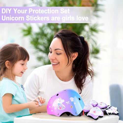 Bienbee Capacete infantil, capacete para crianças de 3 a 5 anos com adesivos de unicórnio DIY, conju