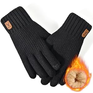 [SLEEPSINERO] 防寒手袋 メンズ スマホ対応手袋 【38℃恒温蓄熱・つま先まであったか裏起毛】 極厚 暖かい ふわふわ 保温 伸縮性 防風 タッチパネル ニット てぶくろ 冬 秋
