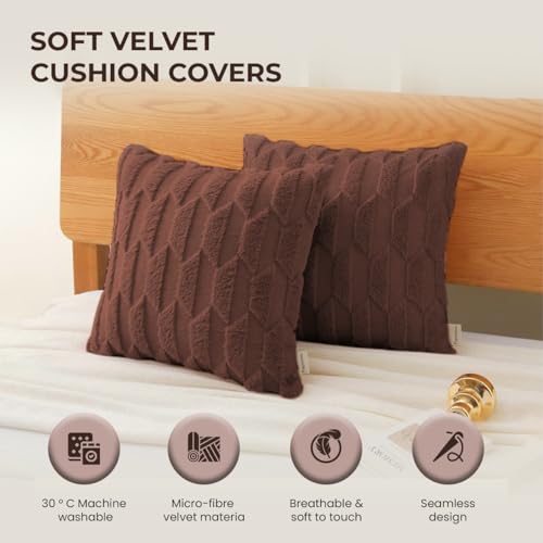 Pagnanno. Set of 2 & 4 Soft Velvet Cushion Covers 45x45cm(18x18 Inches) D7 Throw Pillowcases Square Covers for Chairs,living room,bedroom with Invisible Zipper (45x45cm (18x18inch) - Image 3