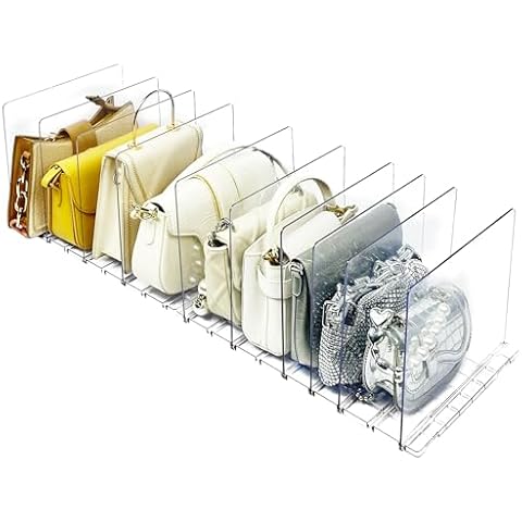 VERONLY 10 Layer Purse Organizer for Closet, Adjustable Clear Shelf Dividers Purse Bag Divider for Closet Organizer, Acrylic Handbag Organizers for Closet,Clear. Cover