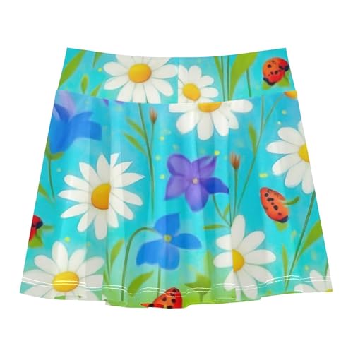 Toddlers Tennis Skirts Wildflowers Colorful Spring Athletic Shorts Girls Skorts Clothes Teen Cheer 4t2