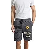 Bioworld One Piece Luffy & Logo Men's Gray Sleep Pajama Shorts -Medium