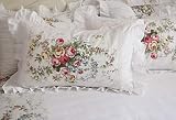 Vintage Rose Roses Pink Floral Print Pillowcases Lace Ruffles Bedding Pillow Covers Cotton Fabric Material Standared Size 19' x 29' (Victorian Rose)