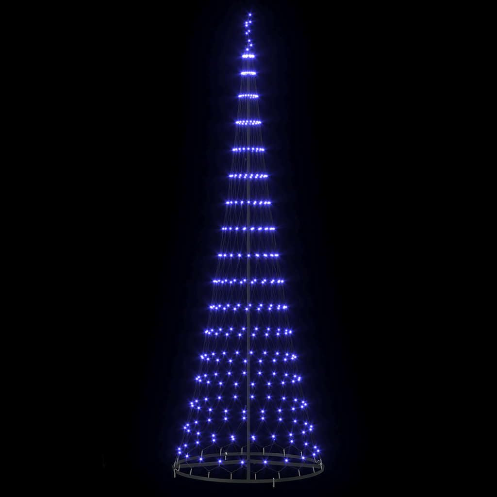 Choinka LED niebieska, wysokość 302,5 cm, metalowa ze stojakiem, 8 trybów świecenia, do użytku wewnątrz i na zewnątrz, 350 diod LED, trwała
