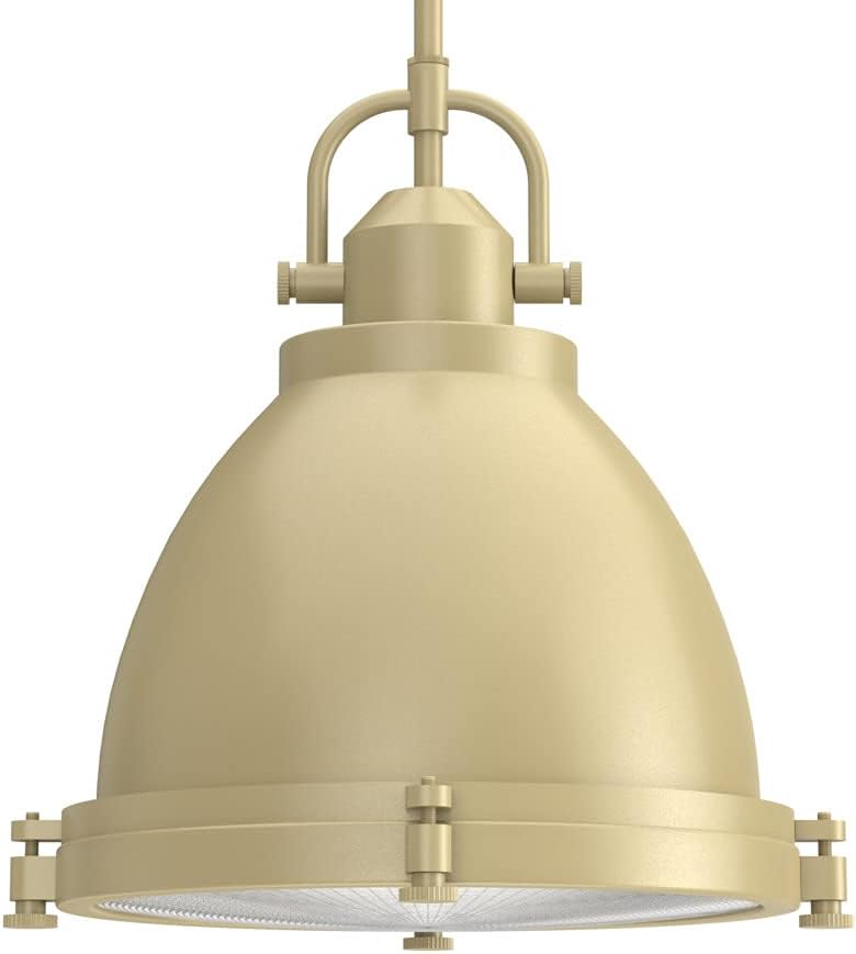 Hunter - Bridgemoor 2-light Modern Brass, Medium Size Pendant Light, Dimmable, Industrial Style, Dome Shaped, for Bedrooms, Kitchens, Dining, Living Rooms - 19105
