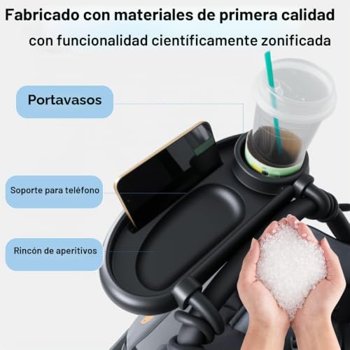 Miniatura 3 de Dejivsin Bandeja Universal Para Cochecito De Bebé, Bandeja Para Aperitivos, Giratorio 360 Grados, Soporte Para Bebidas, Adecuado Para La Mayoría De Cochecitos Con Reposabrazos
