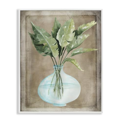 Rustic Botanical Leaf Vase, 11 x 14 Inch Framed Giclée Print