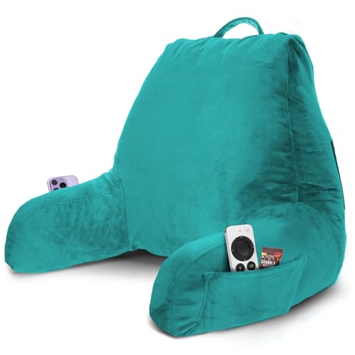 Image of Nestl Reading Pillow with Shredded Memory Foam, Designed for Sitting Up in Bed and Couch, Back and Arms Adjustable Support for Adult & Teens Backrest Pillows for Reading, with Washable Cover Teal