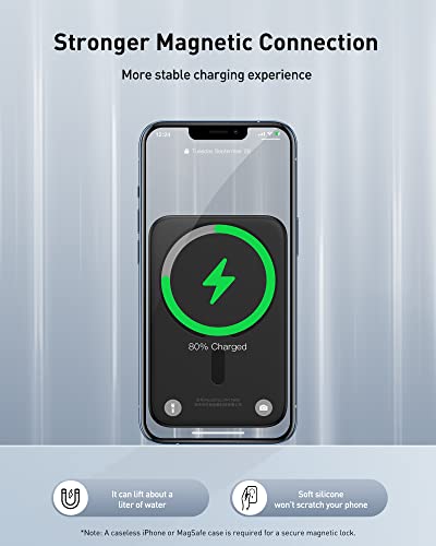 Baseus Magnetic Power Bank Battery Pack 6000Mah Wireless Portable Charger Pd 20W With Usb-C Cable, For Magsafe, For Iphone 14/13/12 Series, Black #TOP6