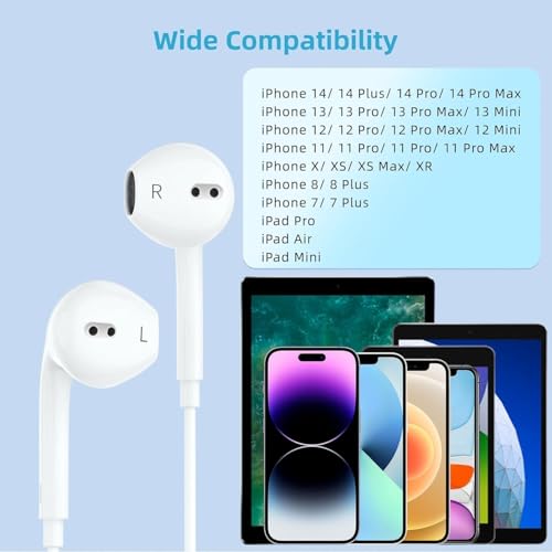 Image of i..Phone Earphones Wired [Apple MFi Certified] Lightning Headphones with Microphone & Volume Control | Clear HD Sound, Deep Bass | Compatible with iPhone 14, 13, 12, 11, XR, 8, 7