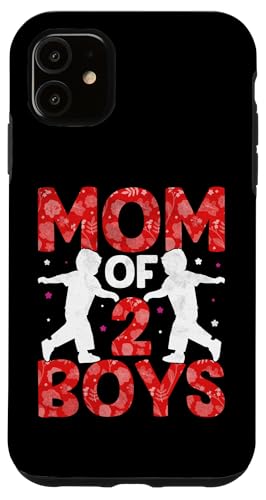 Mom Of 2 Boys Mother's Day Women Mom Of Two Boys �X�}�z�P�[�X iPhone 11 �p