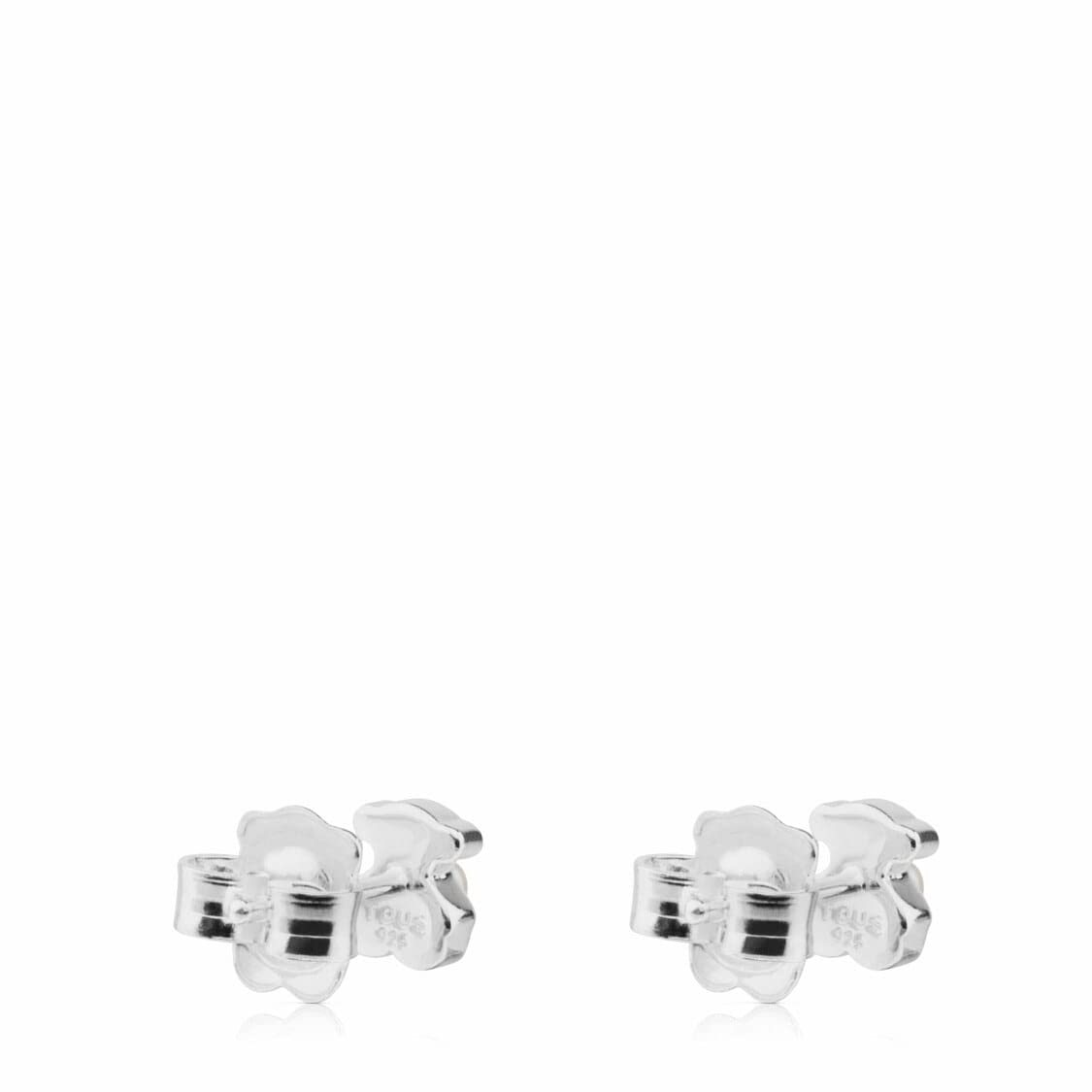 TOUS Pendientes de Plata de Primera Ley para Mujer con Cierre de Presión, con Motivo de Osos 6mm y Perla Cultivada, Originales y Unicos, Colección Super Power