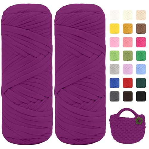 Maxee 400g T-Shirt Garn – 2 er Pack (je 200g/75m), Weiches Beilaufgarn zum Häkeln & Stricken – Farbintensiv & pflegeleicht, Ideal für Häkeltaschen/Körbe/Teppiche DIY Projekte, Handarbeiten und Deko
