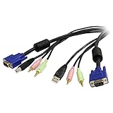 Longitud del cable de 180 cm StarTech.com USBVGA4N1A6 - Cable KVM Audio y Vídeo de 1,8m Todo en Uno VGA USB A USB B HD15 Mini Jack Micrófono Altavoces - 4 en 1