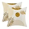 AEIOAE Boho Summer Outdoor Pillow Covers 18 x 18 Inch Mustard Yellow Leaf Decor Throw Pillows for Couch Bed Modern Abstract Plant Indoor Farmhouse Decorative Pillowcase Linen Cushion Cover Set of 2
