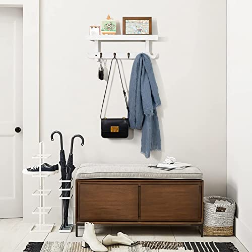 Emfogo Coat Rack Wall Mount 16.9" Key Holder Wall Mount With 6 Coat Hooks Rustic Wall Coat Rack With Hooks For Entryway, Bathroom, Living Room White #TOP1