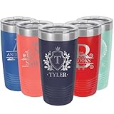 Personalized Tumbler with Engraved Name, Custom 20oz Stainless Steel Travel Mug with Lids, Monogrammed Gifts for Men with Initials, Double Wall Insulated, Christmas Birthday (Monogrammed)