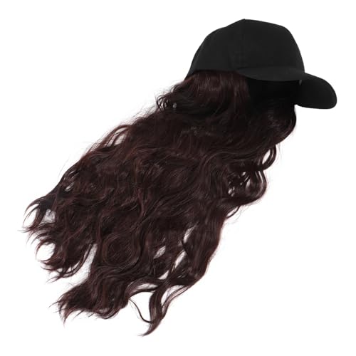 Extension de cheveux longs bouclés sur casquette de baseball noire anti-déformation