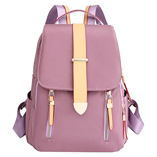 Mochila de piel vegana para mujer, mochila de cuero a la moda, bolsa de libros y bolsas de hombro, mochila de cuero vegano para mujer y laptop, rosa, Talla única