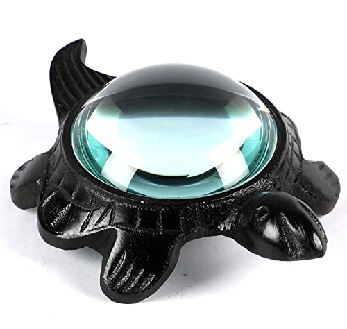 Decorative Turtle Magnifier Paperweight – 10X Zoom Antique Black, Ideal for Reading, Vintage Desk Accessory, Perfect Office & Home Décor Piece