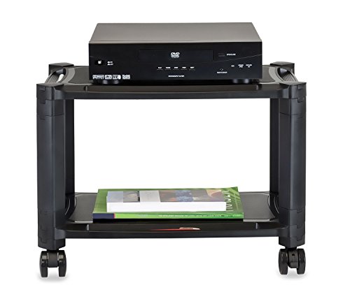 Mount-It! Under Desk Printer Stand With Wheels | Rolling Printer Cart | Height Adjustable Stacked Office Machine Cart With Paper Storage Tray, 44 Lbs Capacity, Black #TOP4