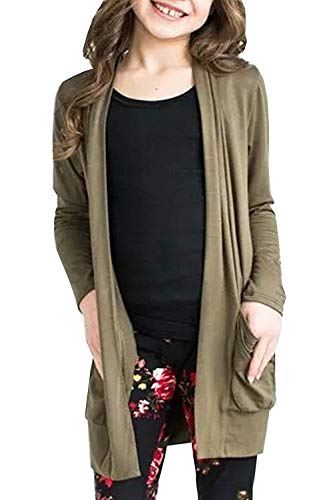 Geckatte Toddler Girls Boyfriend Cardigan Open Front Casual Long Sleeve Outerwear With Pockets #TOP7