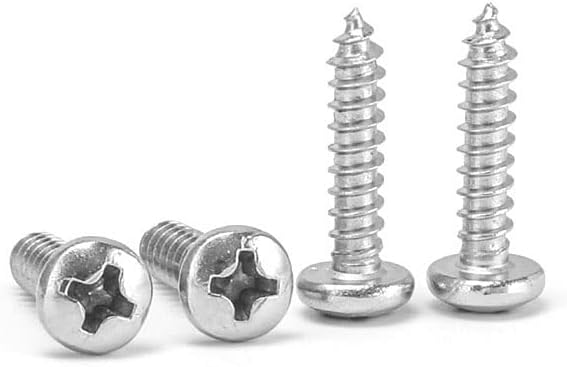 Zkensh-Bolts 50pcs Mini 304 Stainless Steel Cross Pan Round Head Self Tapping Wood Screw M1 M1.2 M1.4 M1.7 M1.8 M2 M2.2 M2.3 M2.6, Widely Used(12mm,M2.6)
