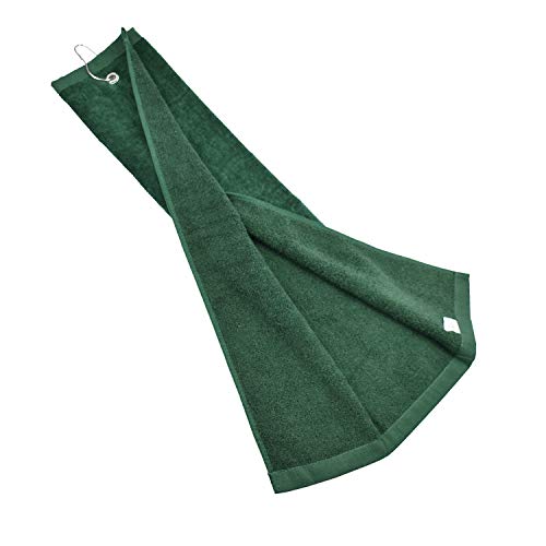 Cotton Golf Towel with Clip, 16 x 23.6 Inch Tri-Fold Absorbent Terry Cloth Towel for Golf Bag, Cleaning Golf Clubs Balls Hands, Gym Beach Home Use