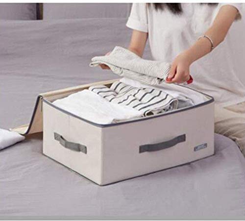Boîte de rangement de ménage grand format en textile pliable MU beige