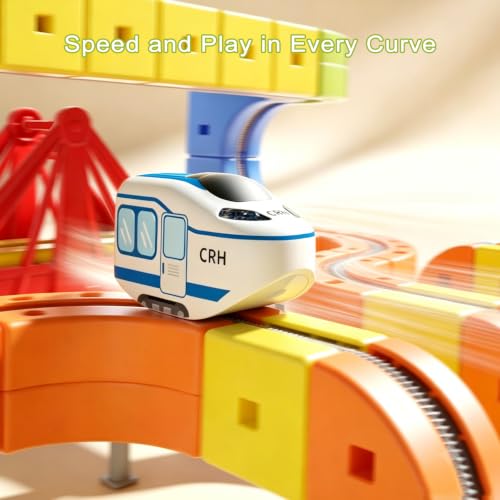 Electric Train Set 3D Flexible Race Track for Kids 3 4 6 7 8 Years Old, Race Car Track with Anti-Gravity and Motorized Car, Building Toy Train Track Educational STEM LearningToy for Boys Girls, 121PCS - Image 3
