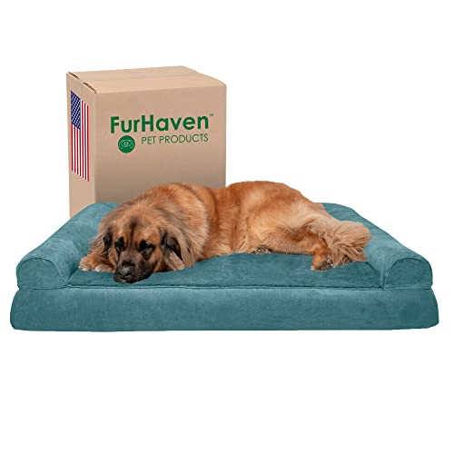 Furhaven XXL Orthopedic Dog Bed Plush & Suede Sofa-Style w/Removable Washable Cover - Deep Pool, Jumbo Plus (XX-Large)