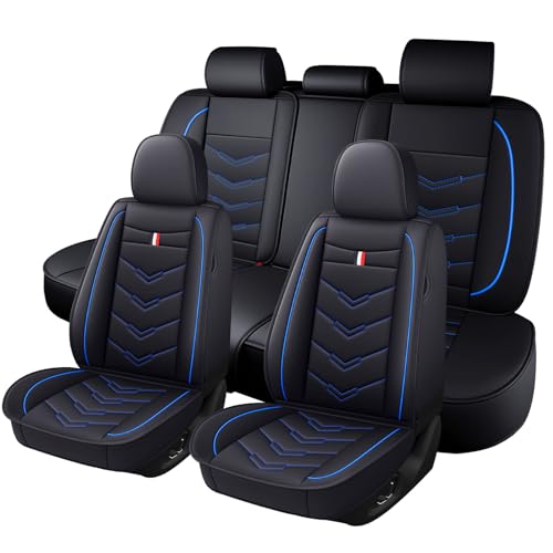 Image of Car Seat Cover for VW e-Golf 2015-2019, Durable Wear Resistant Waterproof Sport Seat Cover, Breathable No Odor Premium Leather Vehicle Seat Covers.(Standard,Black Blue)