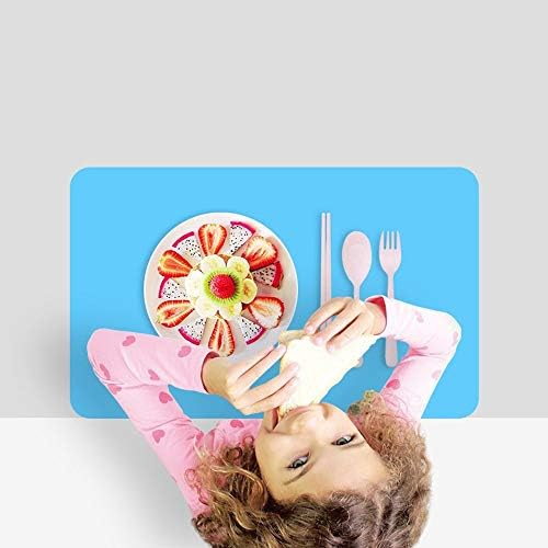 40x30cm Silicone Placemats for Kids, More Thicker and Heavier, Non Stick Heat Resistant Tablemat, Kitchen Dining Table Mats Place Mat (Blue (T:0.1cm), 2)