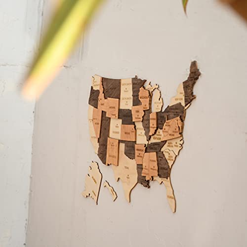 Jabihome 3D Wooden Usa Map Wall Art, Wood United States Map With Push Pins, Gift For Him, Us Map For Travel Gift For Men, Office Wall Decor, Wood Wall Decor, Home Decor (Size M: 23"L X 13"W) #TOP6