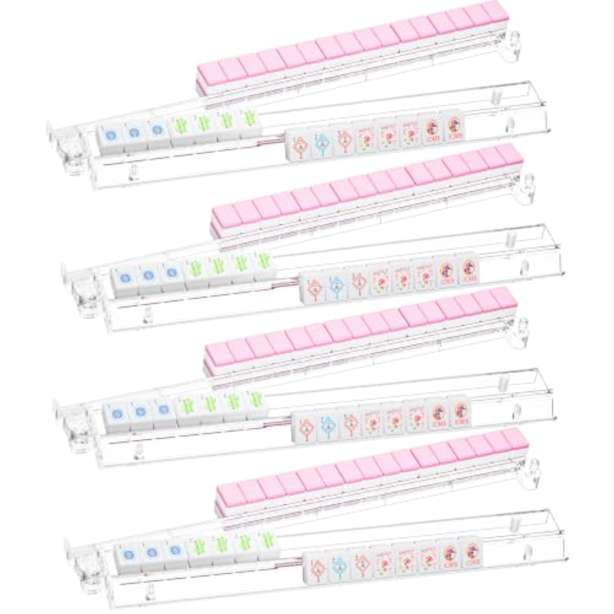 Clear Acrylic Mahjong Racks with Pushers Set of 4