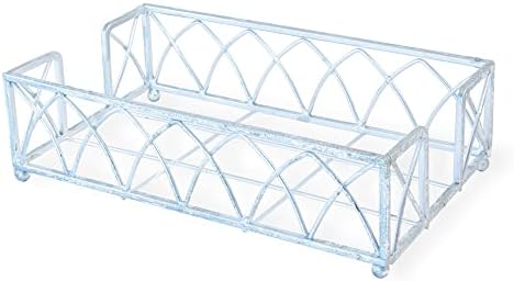 Boston International Metal Napkin Holder Caddy, Guest, Silver Leaf Arch