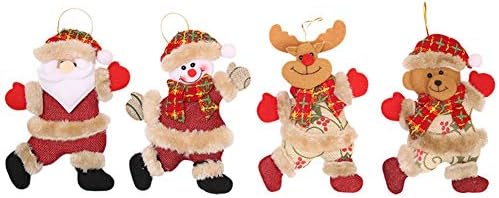 Conjunto de 4 peças de enfeites de Natal de pelúcia, enfeites sus...