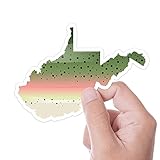 West Virginia Rainbow Trout Fly Fishing Sticker, Appalachians Trout Fishing Sticker for Hydroflask, WV Fish Stickers, Fly Fisherman Decals (Small - 3.9' Wide)