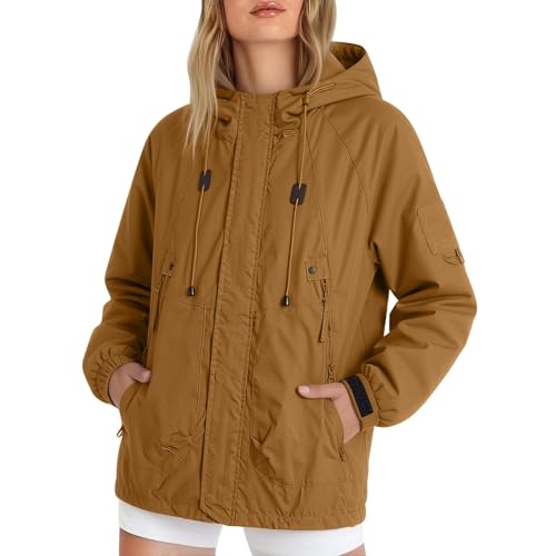 Chaqueta de senderismo para mujer de media temporada transpirable con capucha