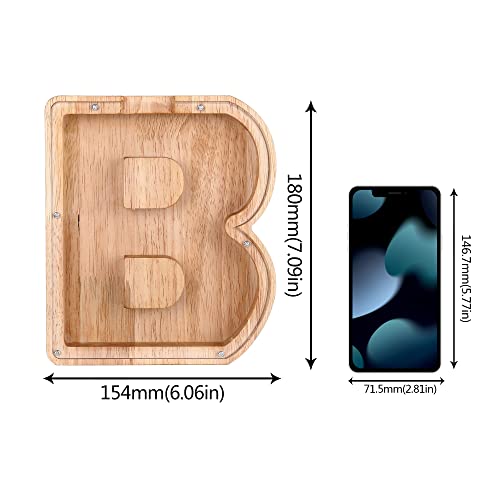 Lienint Personalized Wooden Letter Piggy Bank Alphabet Letter Decorative Sign Piggy Bank Makes A Perfect Unique Gift, Decor, Keepsake, Or Savings Piggy Bank For Kids With Sticker For Diy (B) #TOP1