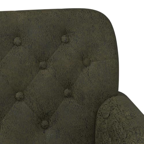 Sofá love seat verde militar tapizado con botones estilo clásico 7