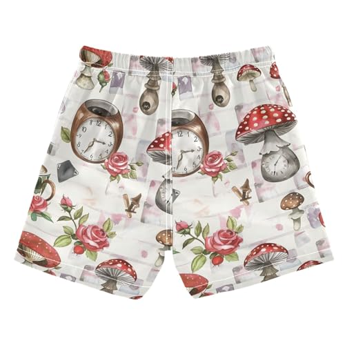 senya Watercolor Rose Mushrooms Boys Swim Trunks Toddler Shorts Swimwear Boardshorts2
