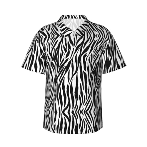 Chemise hawaïenne zèbre pour homme à manches courtes avec poche poitrine raffinée